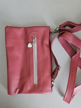 Women's Pink Crossbody Bag with Heart Zipper Pull